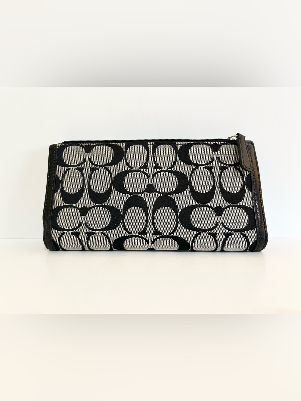 Coach Black & Cream Signature Jacquard Continental Wallet w/Checkbook Cover NWOT - Picture 2 of 6